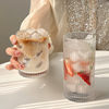 Ins Style Simple Striped Glass Cup American Coffee Cup Latte Juice Cup Cold Drink Cup Milk Breakfast Cup