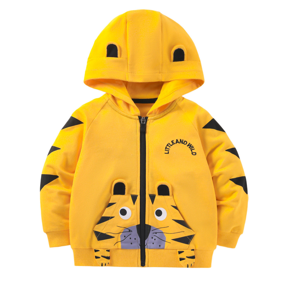 [Style] Hooded Kids' Jacket, Fleece-lined Children's Coat, Cotton Zipper Top for Fall & Winter