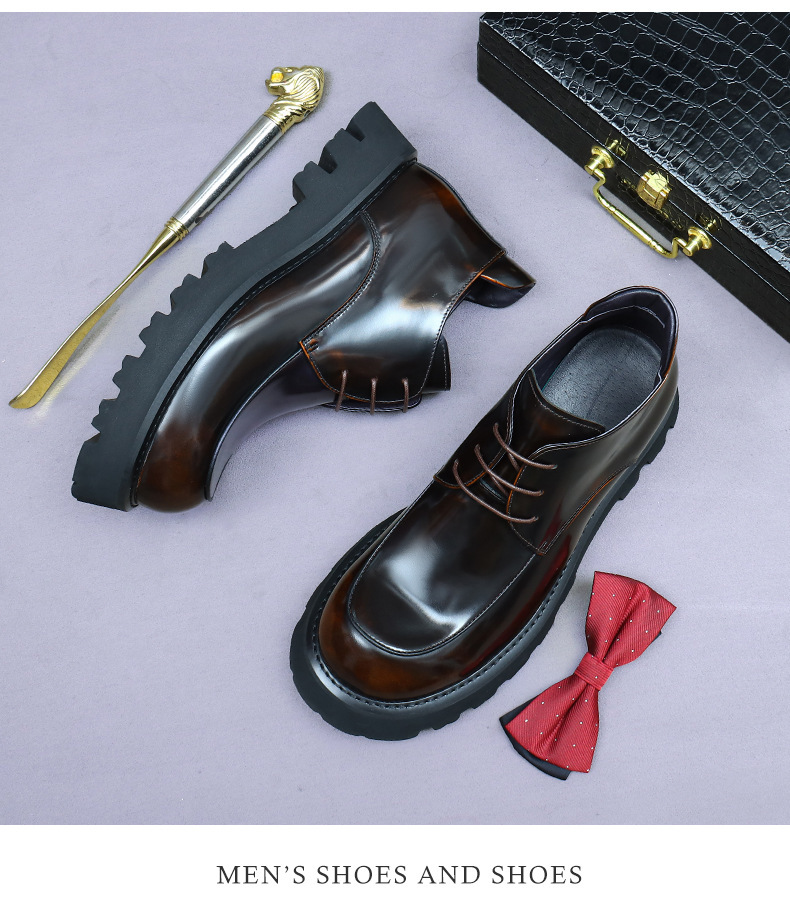 Boot nam da bò thật đế dày kiểu Chelsea cổ thấp chống trượt — Màu nâu, Màu đen, Màu nâu mẫu lót nhung, Màu đen mẫu lót nhung