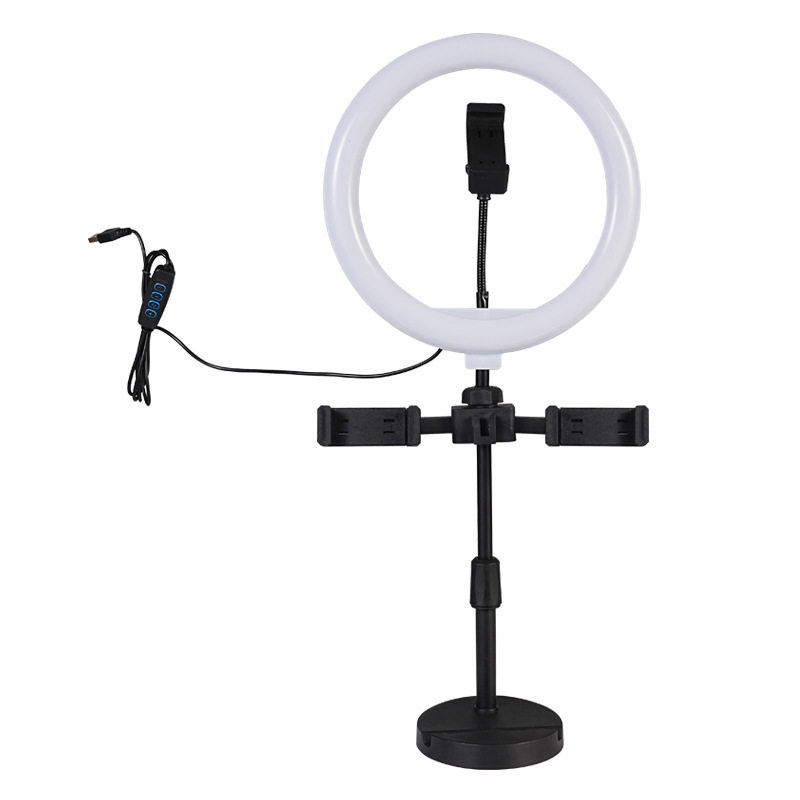 跨境10寸补光灯桌面支架三机位环形补光灯三色主播拍摄直播美颜灯,淘宝优惠券,粉丝福利购,淘宝优惠卷