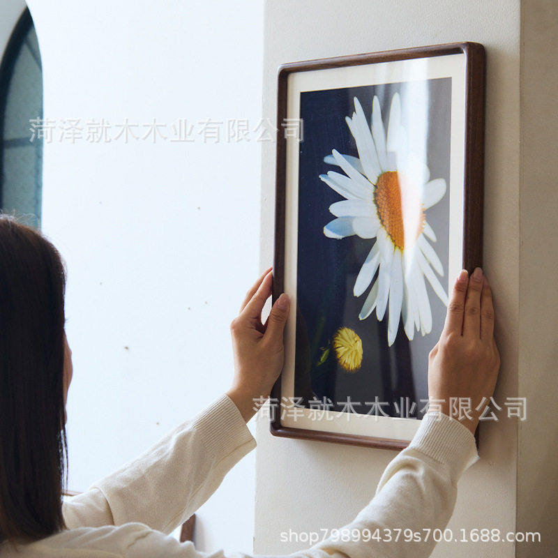 Black Walnut Solid Wood Photo Frame Calligraphy and Painting Frame A3 Large Size Wall Hanging Table Various Woods Can Be Used as Mortise and Tenon Structure Art