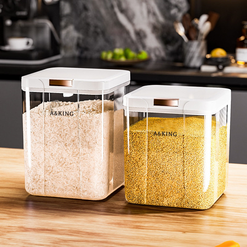 2024 New Household Transparent Food Grade Press Storage Jar Insect-proof Moisture-proof Sealed Storage Bucket for Cereals