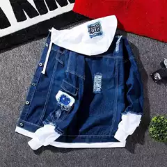 Spring and Autumn New Style Patchwork Denim Jacket for Men, Korean Style Trendy Casual Baseball Jacket, Versatile Couple's Outerwear