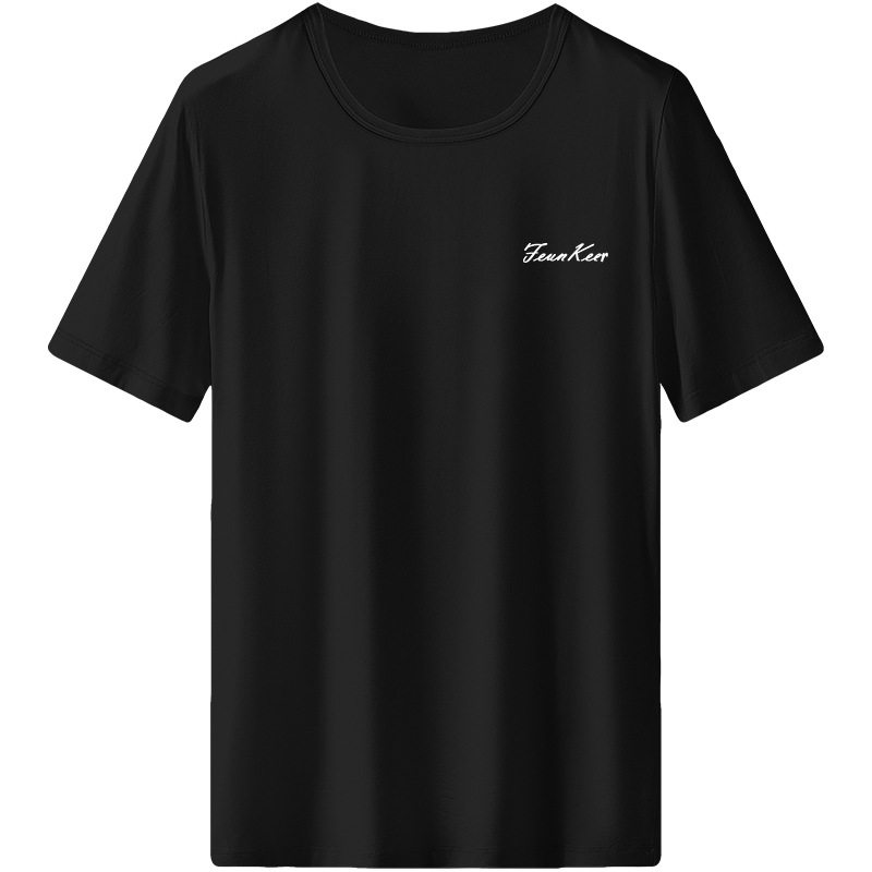 Modal Ice Mercerized Cotton T-shirt Short-sleeved Men's Simple All-match Summer Round Neck Slim-fit Ice Half-sleeved Base Shirt