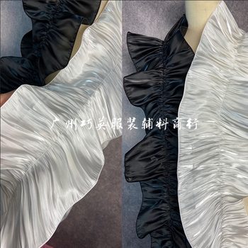 18cm Water-Gloss Satin Soft Texture Large Wave Three-Dimensional Lace Neck Scarf Dance Dress Skirt Hem Sleeve Neckline DIY Accessories