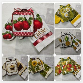 [Manufacturer in stock] European and American Western food kitchen baking fruit insulation oven gloves towel insulation pad three-piece set