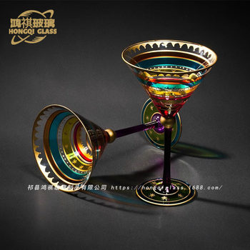 Classic Retro Cocktail Glass Crystal Glass Hand-Painted Martini Glass Red Wine Glass Accessible Luxury Scandinavian Style Horse Goblet