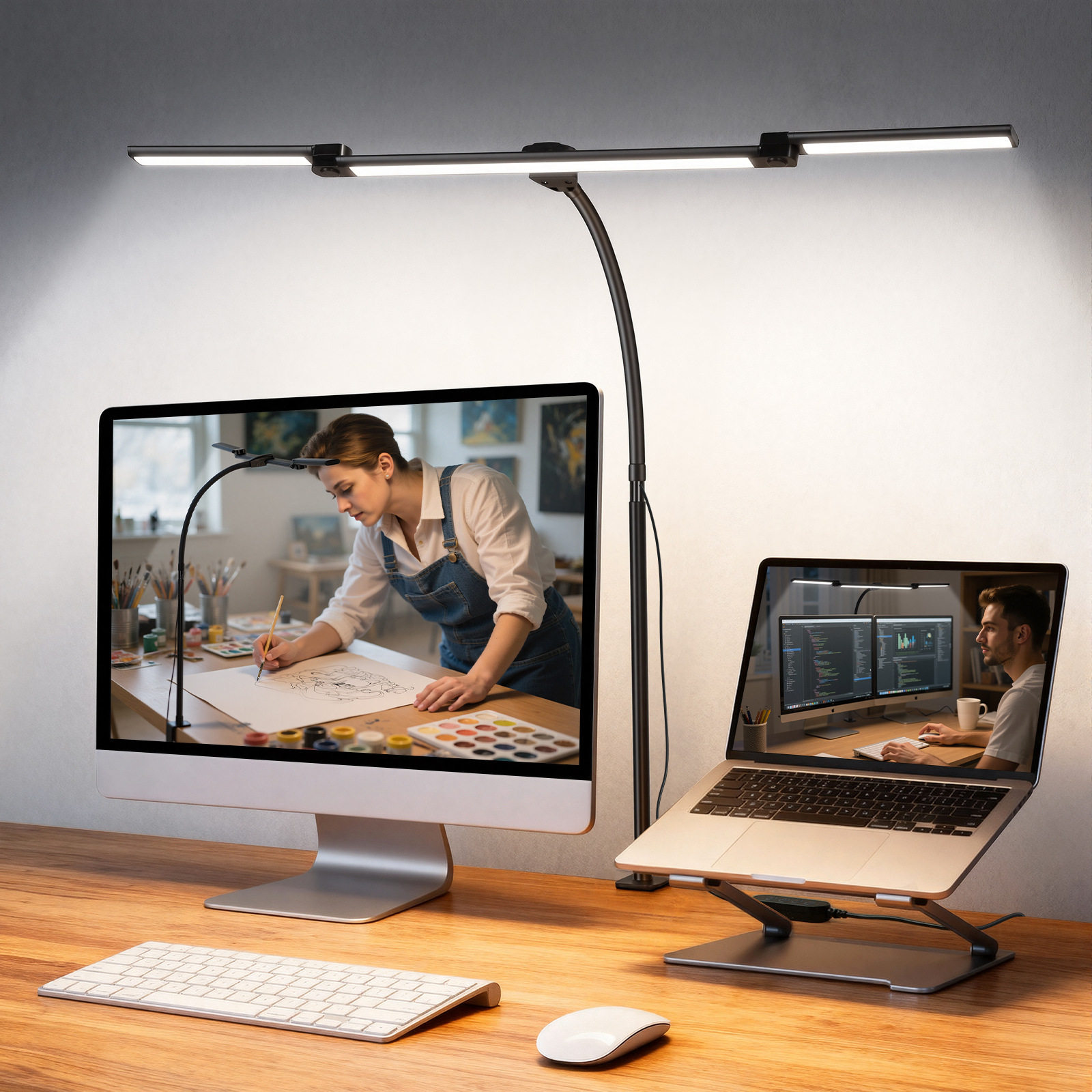 Eye Protection Desk Lamp Three-Head Clip Lamp Led Desk Lamp Learning Work Lamp Computer Screen Lamp Desktop Learning Lamp