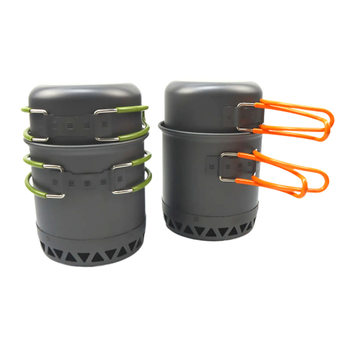 Outdoor Pot Set for 1-2 People Portable Camping Cookware Hard Anodized Aluminum Alloy Camping Pot Set Outdoor Energy-Saving Pot