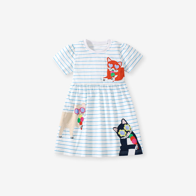 Source Factory Supply, New Cotton Short-sleeve Kids' Dress, Summer Girls' Short-sleeve Dress