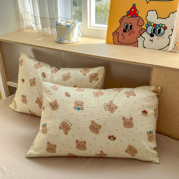 2025 New Type a High Weight Glutinous Super Soft Glutinous Washed Cotton Printed Four-Piece Set - Single Pillowcase and One Pillow
