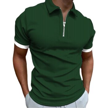 Men's Export Spring New Men's Casual 3D Printed Lapel Short-Sleeved Zipper Polo Men's T-Shirt Top