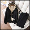 2024 New fleece-lined Thickened Sweat Women's Trendy Ins Autumn and Winter Hooded suit Women's Winter Casual Sports Two-piece Set