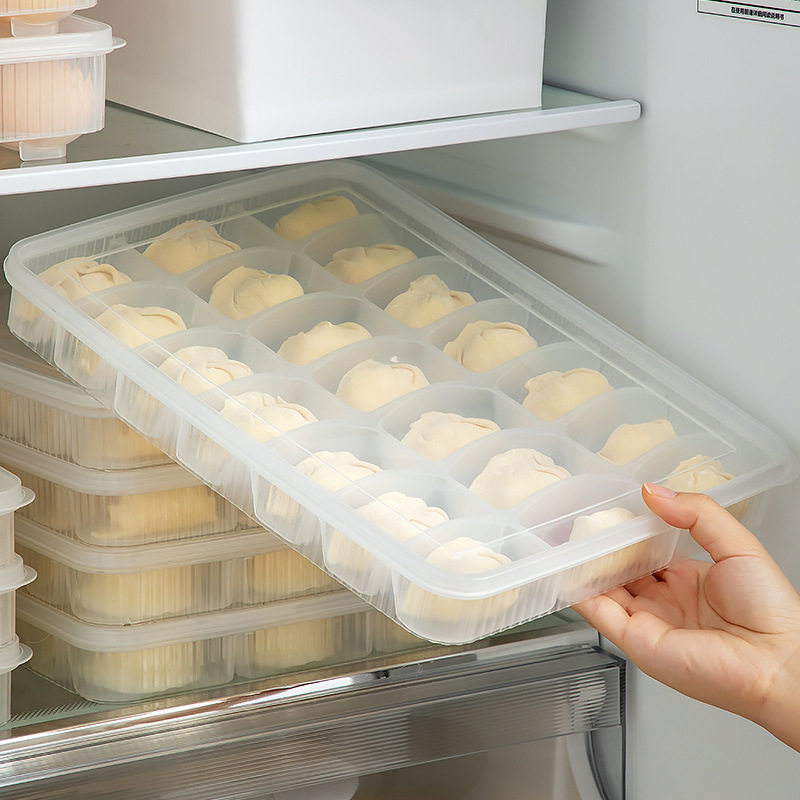 Refrigerator Storage Dumpling Storage Box Transparent Covered Divided Dumpling Box Compartment Fresh-Keeping Food-Grade Dumpling Freezer Box
