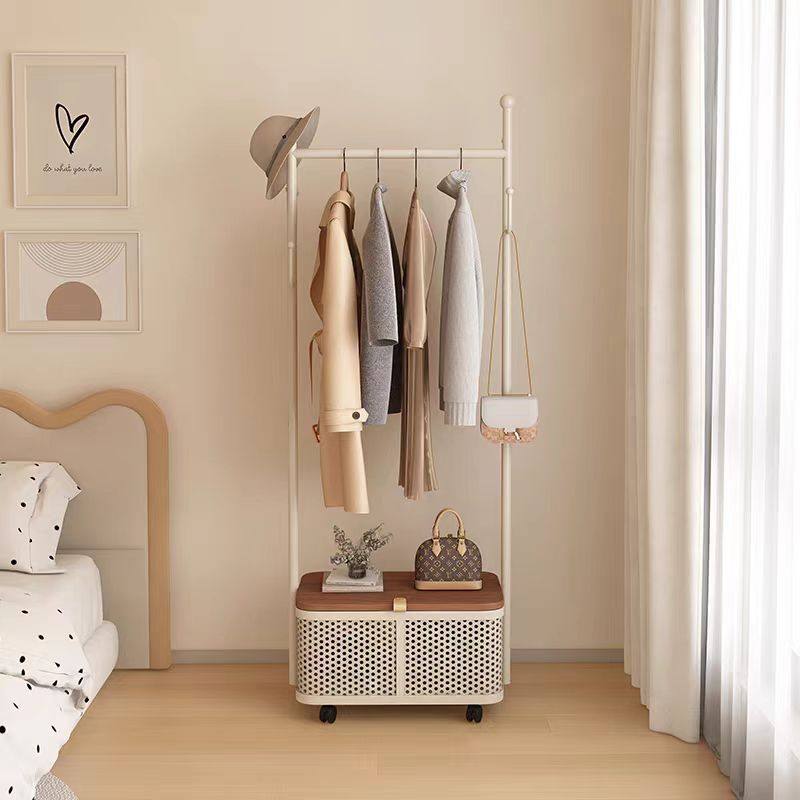 Coat Rack Mobile Clothes Rack Home Bedroom Clothes Dirty Clothes Basket Clothes Rack Floor-Standing Vertical Storage Simple Clothes Rack