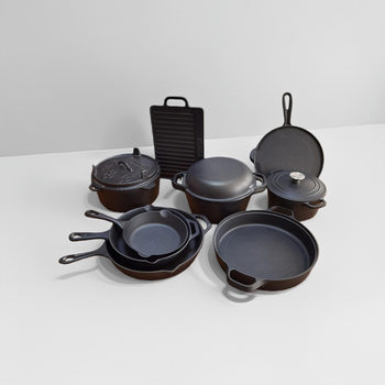 Factory Direct Sales Cast Iron Pot 7-Piece Set Cast Iron Outdoor Camping Cookware Set Non-Stick Pot Spot Manufacturer