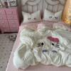 New Cute Towel Embroidered Four-Piece Set Washed Cotton Quilt Cover Girl Student Dormitory Bed Three-Piece Set Factory Direct Sale