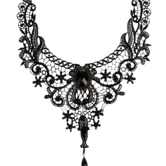 Gothic choker lace necklace women's necklace simple exaggerated black clavicle chain fake collar handmade jewelry