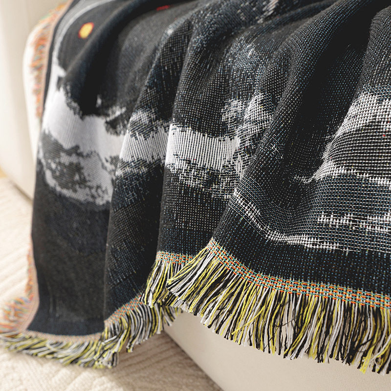 Custom National Tide Cross-border Outdoor Camping Blanket picnic Blanket Multi-functional Cotton Blanket Office Sofa Cover Blanket Tapestries