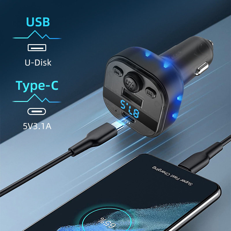 Cross-border new car mp3 player bluetooth fm transmitter translucent car mp3 car charger car charger