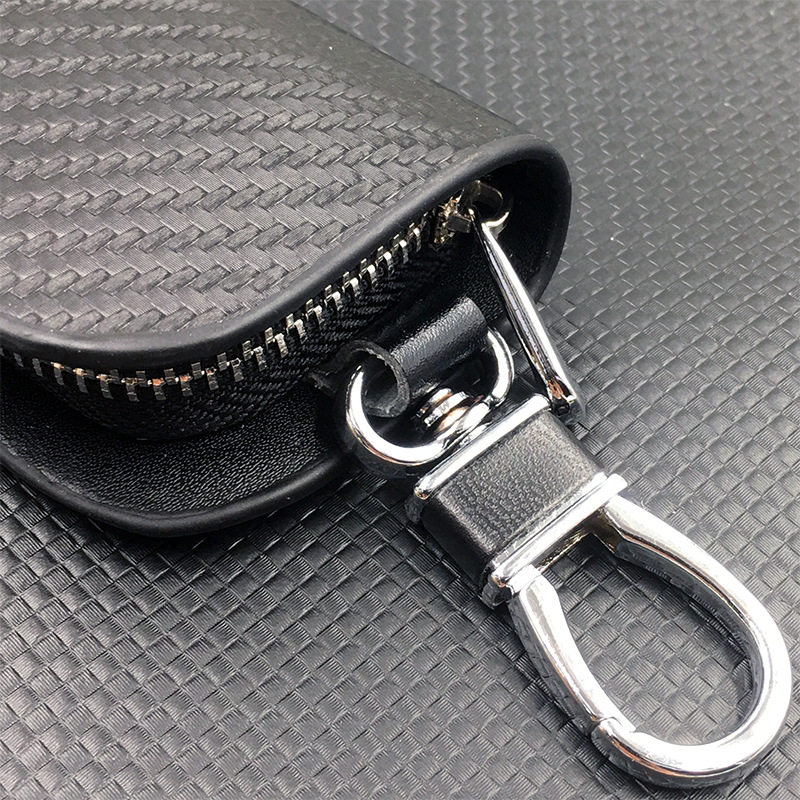 Car Key Case Carbon Fiber Pattern Zipper Bag Universal Personalized Remote Control Protective Case Coin Purse Men's and Women's Key Bag