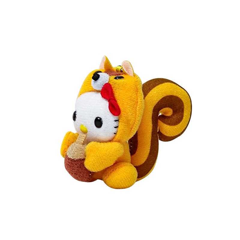Limited replica cute costume HelloKitty small pendant holding chestnut squirrel mini keychain
