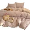 Category a Autumn and Winter Waffle Milk Velvet Bed Four-Piece Set Thickeneded Coral Velvet Bed Bed Sheets Quilt Cover Dormitory Three-Piece Set