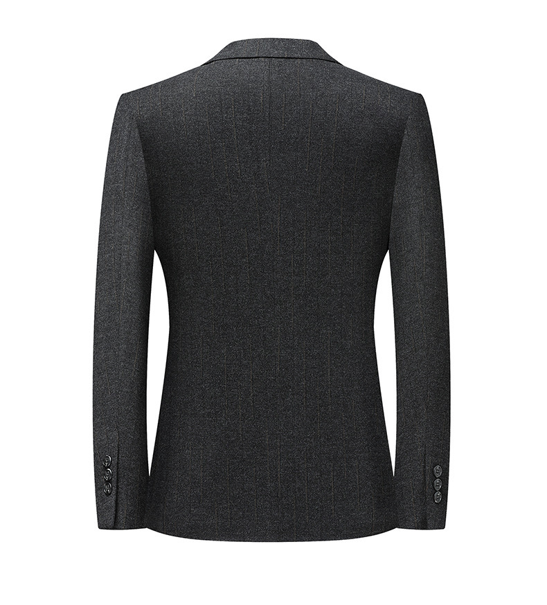 Áo vest nam sọc đen xám dáng ôm, chất liệu nylon co giãn, chống nhăn — Sọc đen xám