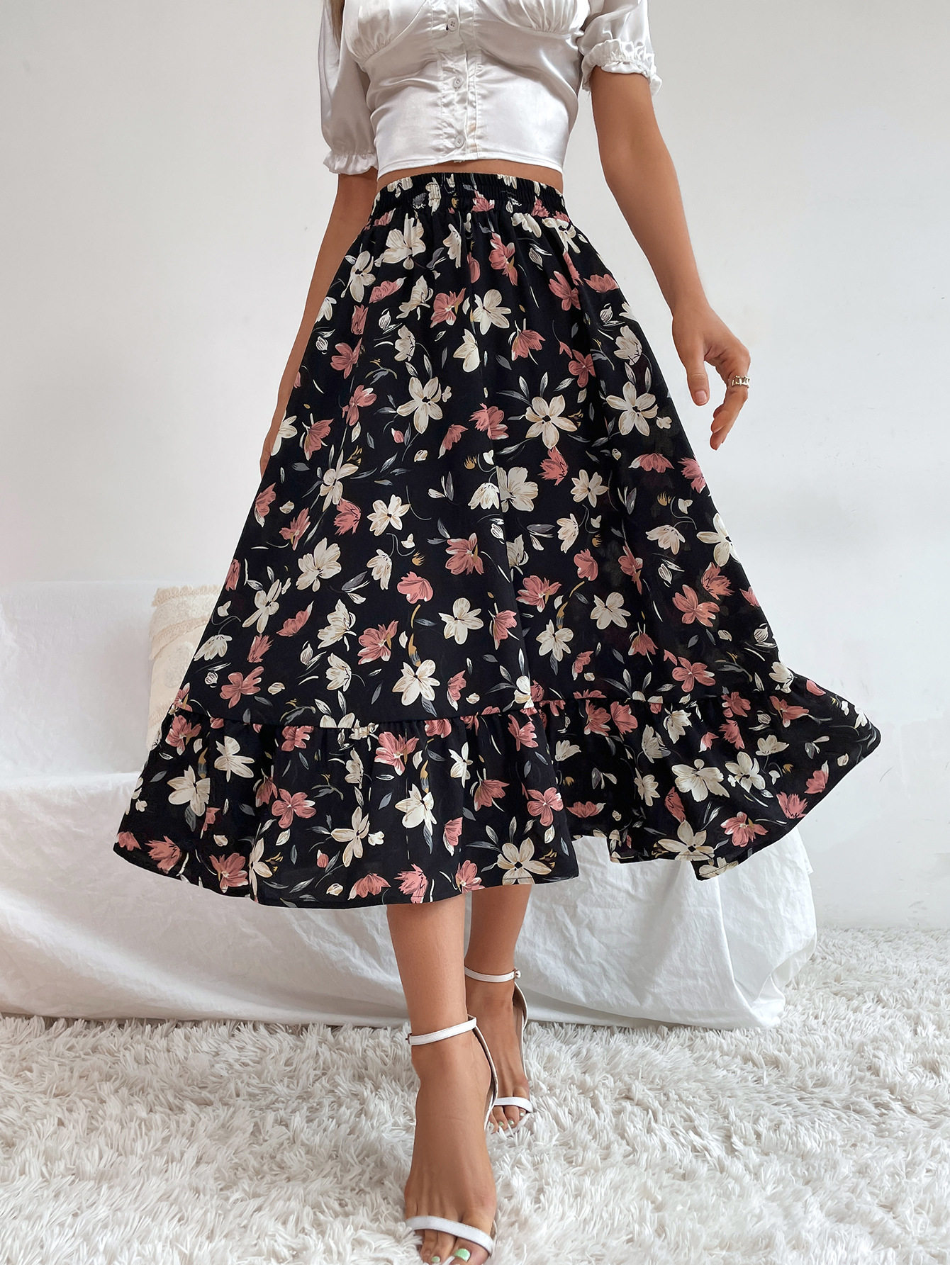 Floral Print Maxi Skirt Slimming Fit Casual Style Vacation Wear Wholesale Available OEM ODM service