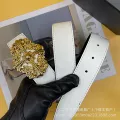 White+crow heart gold buckle
