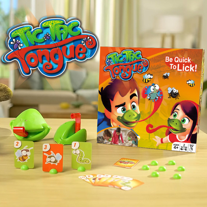 跨境爆款青蛙嘴吐舌头面具蜥蜴扑克牌纸牌互动桌面游戏卡益智玩具