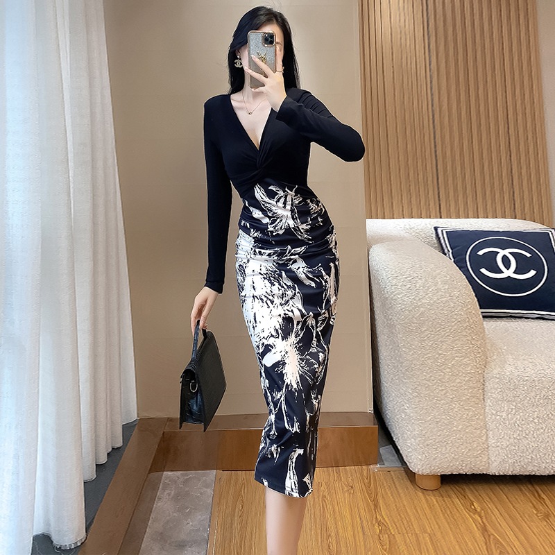 (Mới) Mã C0906 Giá 1140K: Váy Đầm Liền Thân Nữ Dotdc Sexy Dáng Ôm Body Gợi Cảm Sexy Hàng Mùa Xuân Thu Đông Họa Tiết Hoa Thời Trang Nữ Chất Liệu G04 Sản Phẩm Mới, (Miễn Phí Vận Chuyển Toàn Quốc).