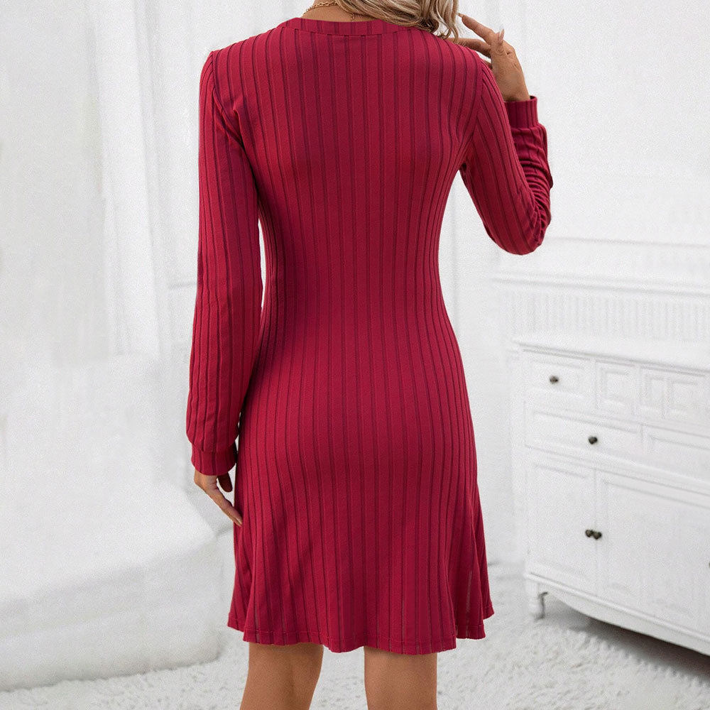 Wine Red High Waisted Midi Dress Slim Fit Elegant Design Perfect for Office Wear Wholesale Available