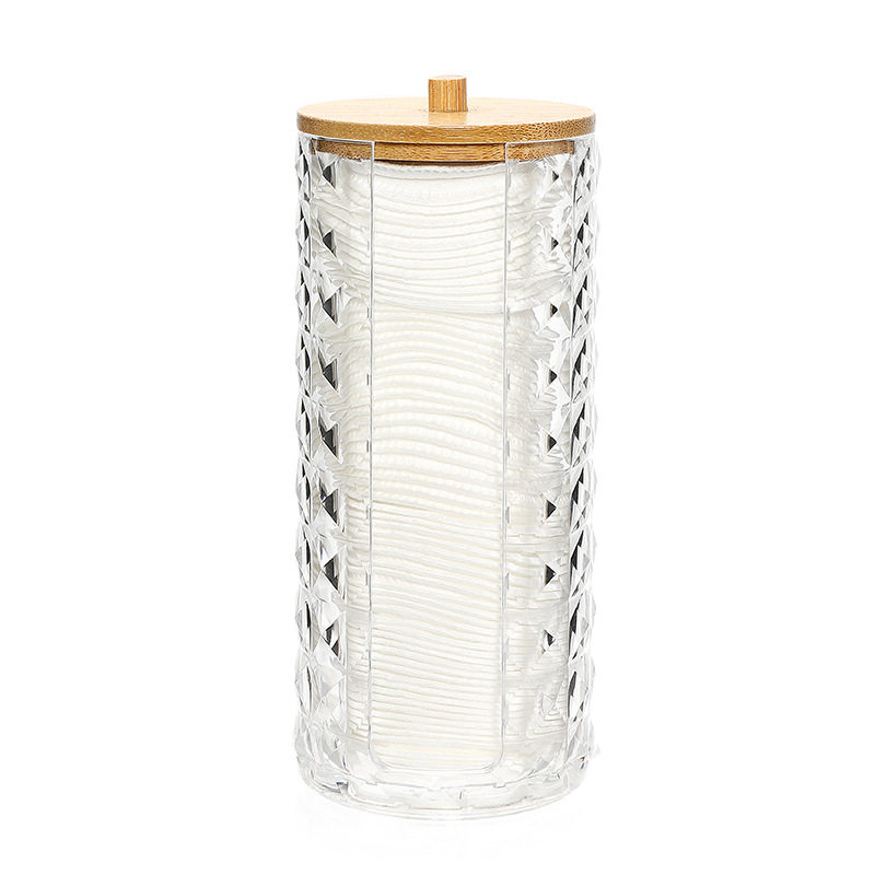 New creative diamond pattern cotton storage box multi-purpose desktop finishing box with lid cylindrical wooden lid storage box