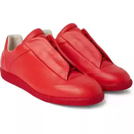 High-End mm Moral Training Shoes Men's Shoes Genuine Leather Retro Style Low-Top Red Round Toe Lace-Up Fashion Simple Casual Sports Shoes