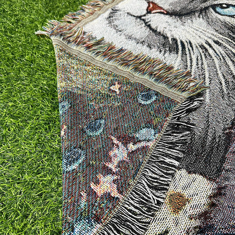 American Tapestry Cat Polyester Cotton Blanket European Style Home Decoration Fabric Washable Thickeneded Tapestry