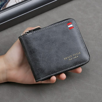 Cross-Border Retro Zipper Short Classic Men's Wallet Multi-Card Slot Fashion Square Bag Coin Purse Horizontal Style Casual