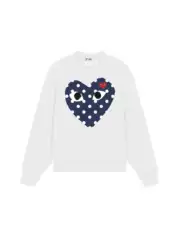 Comme des Garcons Chuan Jiu PLAY Embroidered Love Heart Autumn Winter Long Sleeve Round Neck Woolen Hoodie for Men and Women