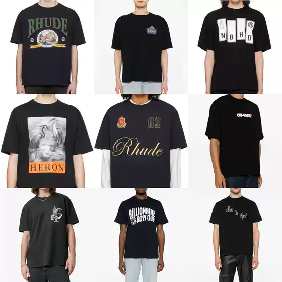 European Size Cotton t Men's Short-Sleeved Retro Men's Printed Clearance T-Shirt American Pattern Loose t Ready Stock Trendy Brand Casual