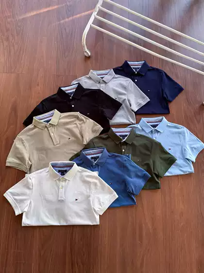 Tommy Tommy Lapel Pure Cotton Short-Sleeved Casual Loose Large Size Classic Pure Color Short T-Shirt Summer Breathable Polo Shirt