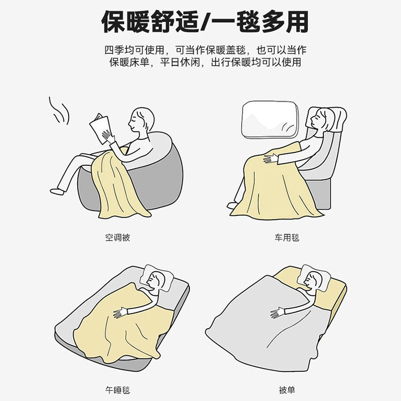 Raschel Blanket Winter Thickeneded Fleece-Lined Warm Office Nap Blanket Coral Velvet Sofa Blanket for Bed