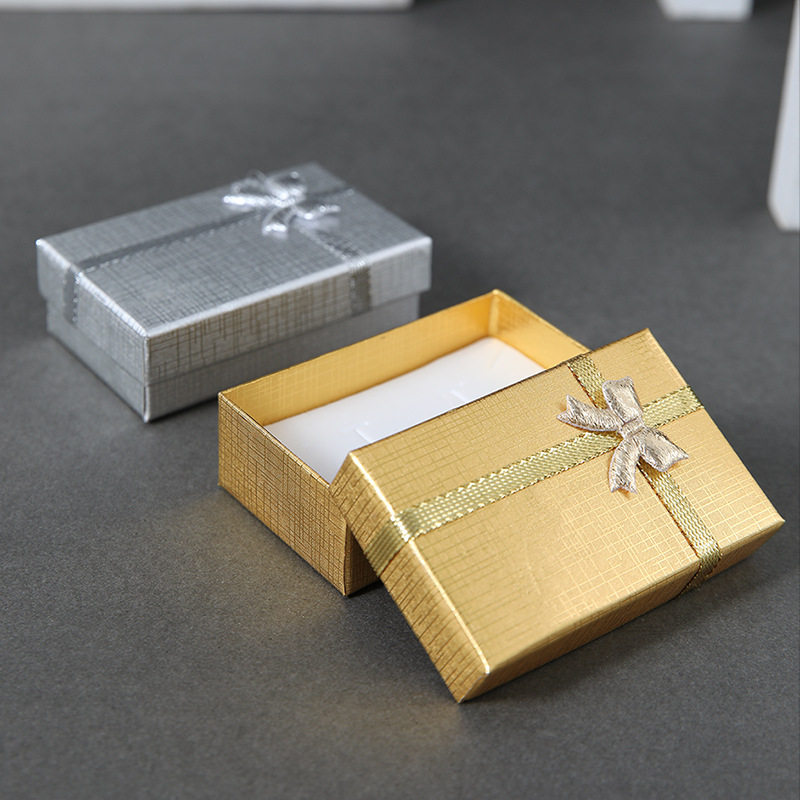 Gold and Silver Pearlescent Jewelry Storage Box 5X8 Ring Earrings Necklace Box Manufacturer Wholesale Packaging Carton in Stock