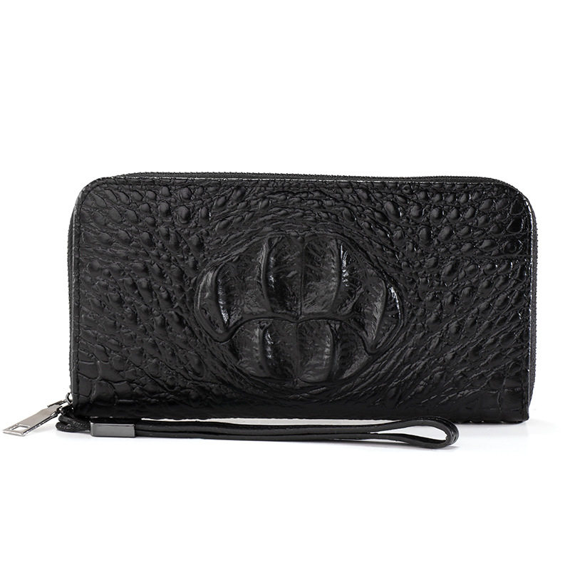 Trendy Brand Men's Long Zipper Clutch Bag Business Casual European and American Fashion Large Capacity Crocodile Pattern Multi-Card Wallet