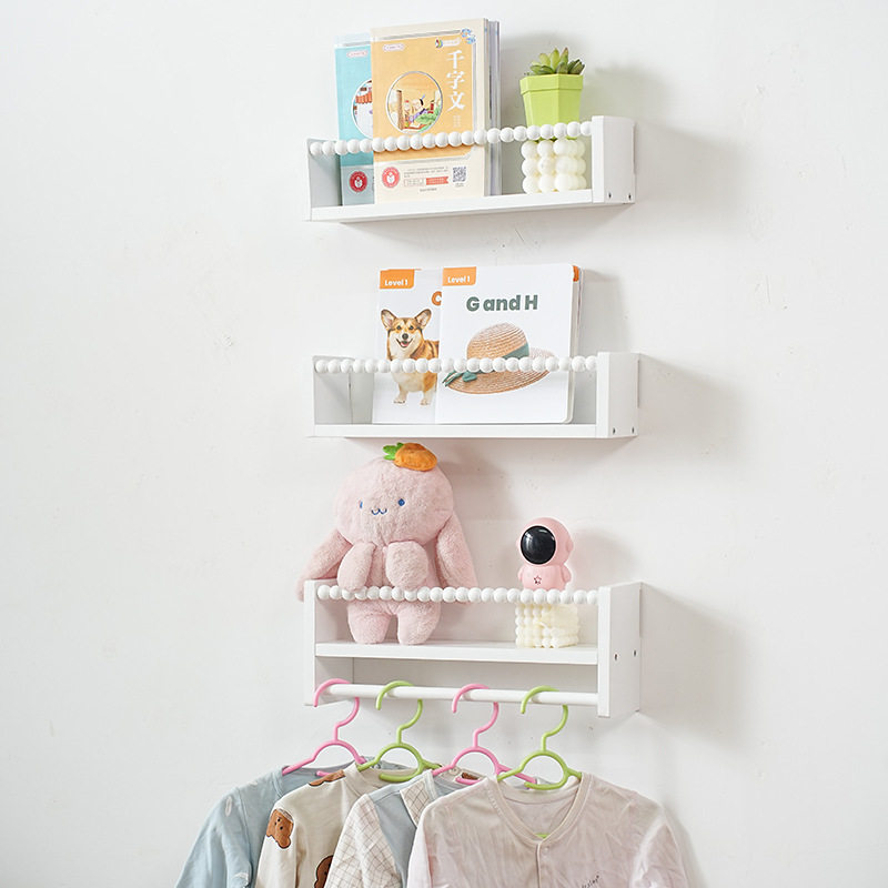 Cross-Border Solid Wood Children's Room Picture Book Shelf Multi-Layer Children's Picture Book Storage Rack Wall-Mounted Bookshelf