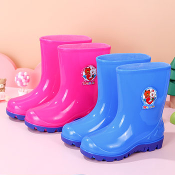 2-18 years old children's rain boots men's and women's water shoes fleece-lined cotton cartoon rubber boots water boots rain boots non-slip rubber shoes snow boots