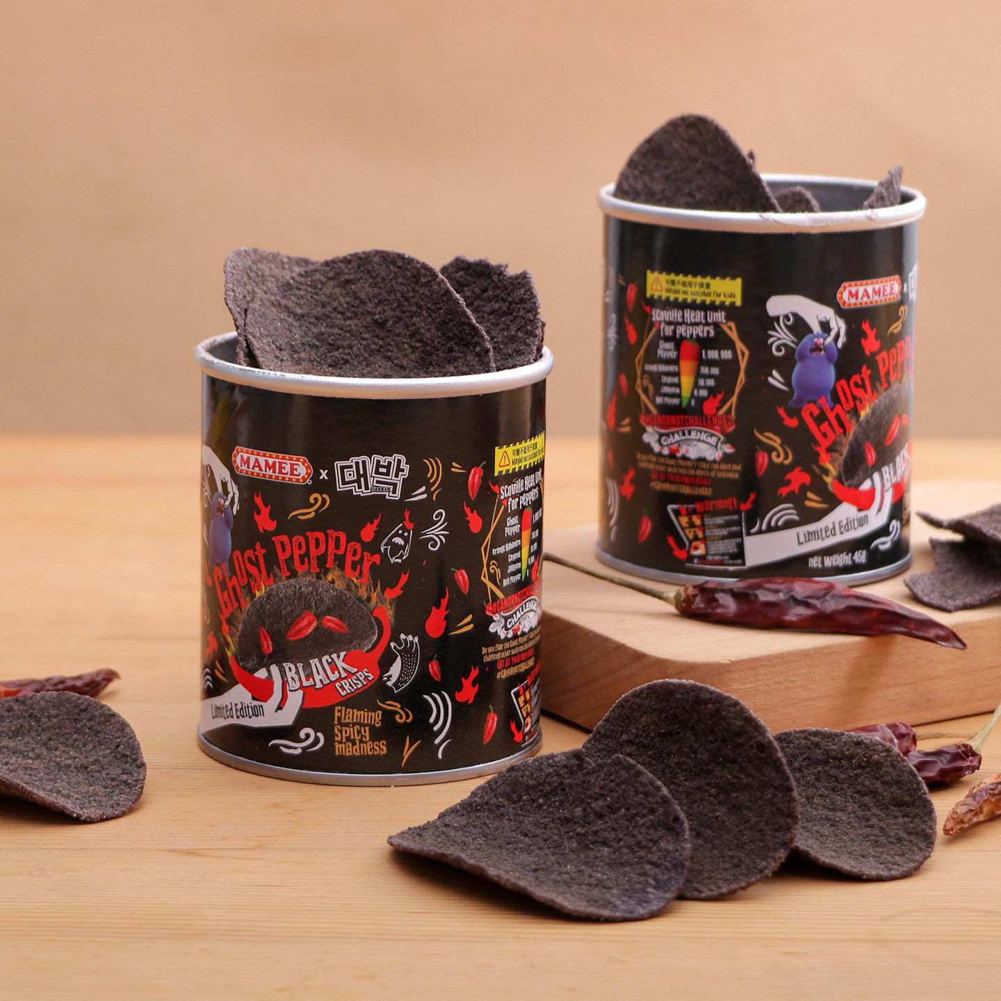 Malaysian Imported Mamee Ghost Pepper Potato Chips, Extremely Spicy Internet-Famous Puffed Snack, 45g Imported Spicy Potato Chips