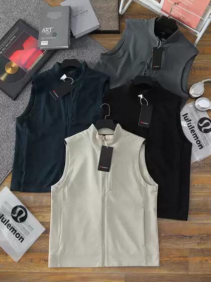 Cross-Border Branded Lulu Men's Autumn and Winter Sports Casual Fashion Versatile Stand Collar Vest Solid Color Jacket Outdoor