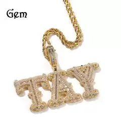 Gumeng cross-border new letter necklace hip hop full diamond barbed rock candy letter DIY stitching combination personalized necklace