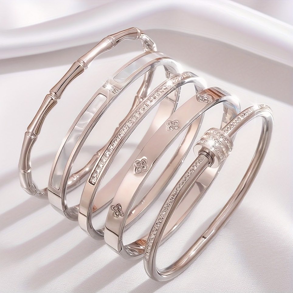 Cross-Border Hot-Selling Titanium Steel Bracelet, Light Luxury, High-End, Fashionable and Versatile, 18K Gold-Plated Stainless Steel Bracelet That Does Not Fade