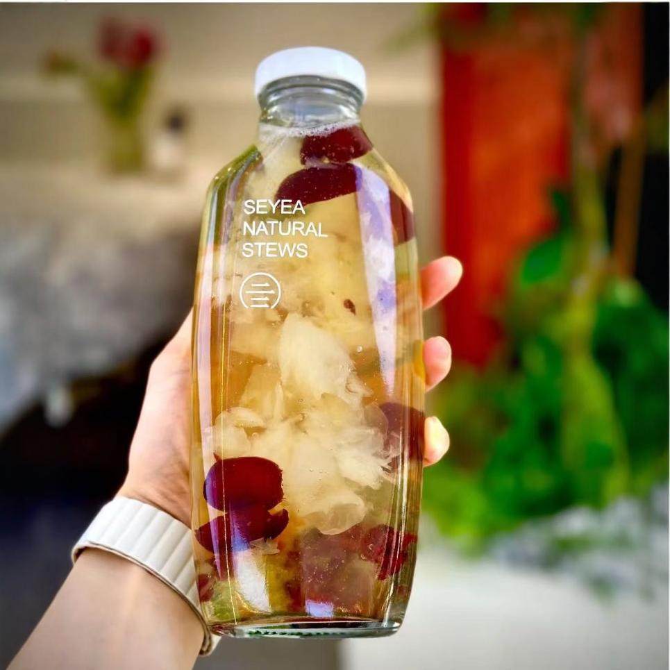 New 350ml 500ml black sugar ginger tea bottle glass empty bottle Yang Zhi manna yogurt sugar water stew shop special bottle